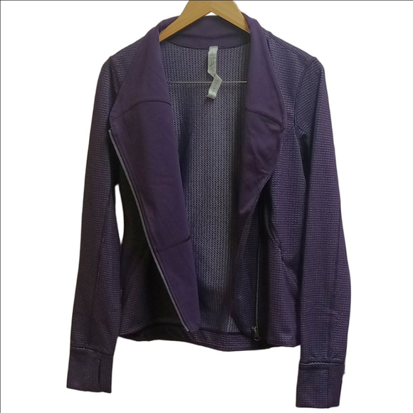 🆕LULULEMON PRECISION PURPLE LILAC CHAIN LINK DEEP ZINFANDEL ASYMMETRICAL JACKET - Picture 6 of 14